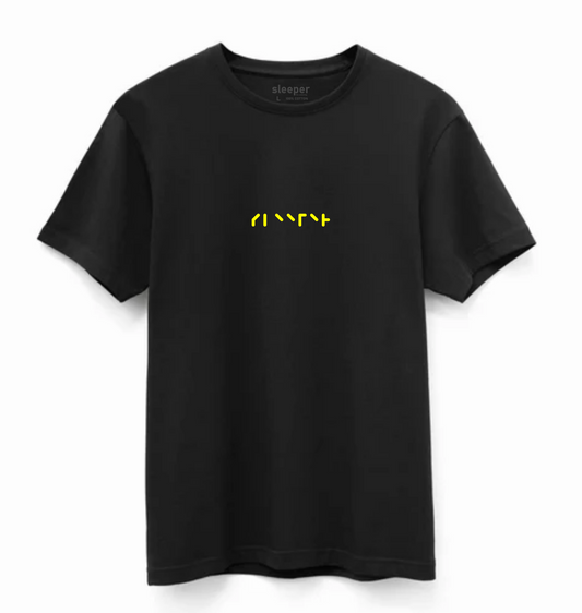 PREMIUM MINI CENTER BLACK AND YELLOW BRAILLE LINE TSHIRT