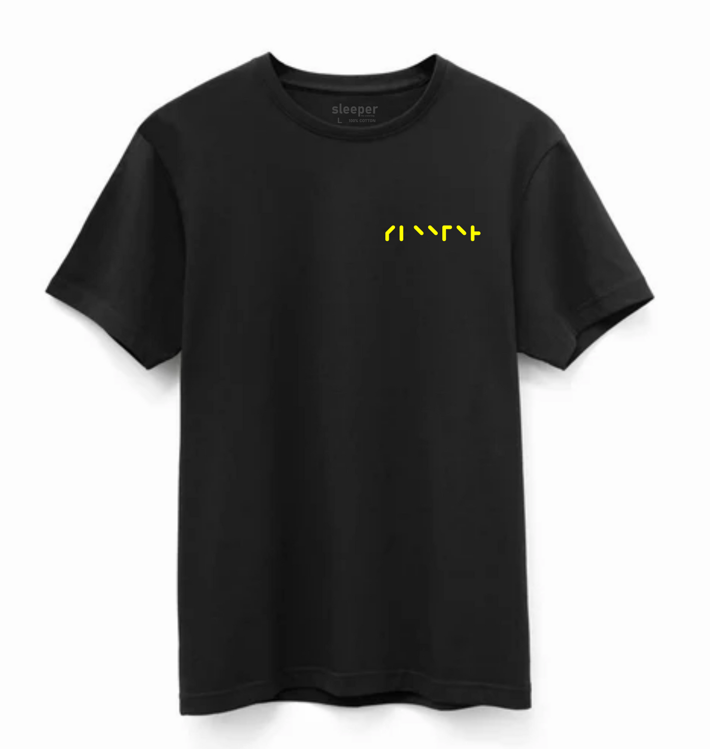 PREMIUM MINI LEFT CHEST BLACK AND YELLOW BRAILLE LINE TSHIRT