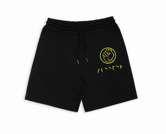 BLACK AND YELLOW SWEATSHORTS